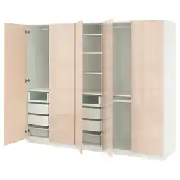 IKEA Witte pax kledingkast met planken, laden, soft-close scharnieren, gaasmand & organizers aanbieding