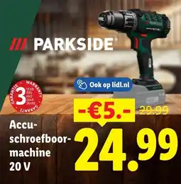Lidl Parkside Accu-schroefboormachine 20V aanbieding