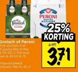 Vomar Voordeelmarkt Grolsch of Peroni aanbieding
