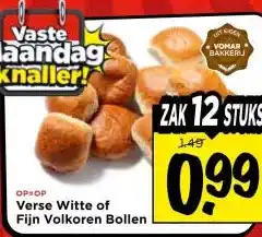 Vomar Voordeelmarkt Verse Witte of Fijn Volkoren Bollen aanbieding