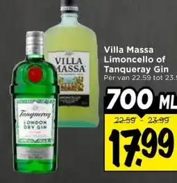 Vomar Voordeelmarkt Villa Massa Limoncello of Tanqueray Gin aanbieding