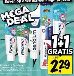 Vomar Voordeelmarkt Prodent of Zendium Tandpasta of Tandenborstel aanbieding