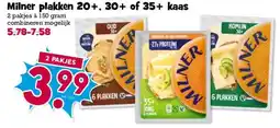 Boon`s Markt Milner plakken 20+. 30+ of 35+ kaas aanbieding