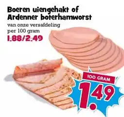 Boon`s Markt Boeren uiengehakt of Ardenner boterhamworst aanbieding