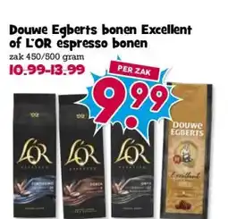 Boon`s Markt Douwe Egberts bonen Excellent of L'OR espresso bonen aanbieding