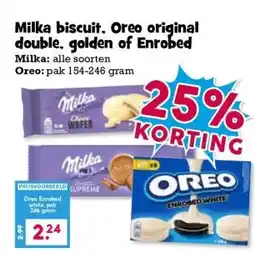 Boon`s Markt Milka biscuit. Oreo original double, golden of Enrobed aanbieding