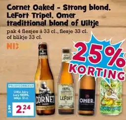 Boon`s Markt Cornet Oaked - Strong blond. LeFort Tripel, Omer tradittional blond of Uiltje aanbieding