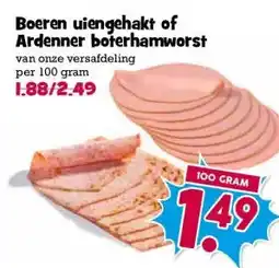 Boon`s Markt Boeren uiengehakt of Ardenner boterhamworst aanbieding