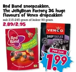Boon`s Markt Red Band snoepzakken. The JellyBean Factory 36 huge flavours of Venco dropzakken aanbieding