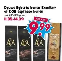 Boon`s Markt Douwe Egberts bonen Excellent of L'OR espresso bonen aanbieding