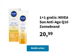 Plein.nl 1+1 gratis: NIVEA Sun Anti-Age Q10 Zonnebrand aanbieding