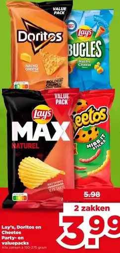 PLUS Lay's, Doritos en Cheetos Party-en valuepacks aanbieding