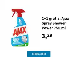 Plein.nl 2+1 gratis: Ajax Spray Shower Power 750 ml aanbieding