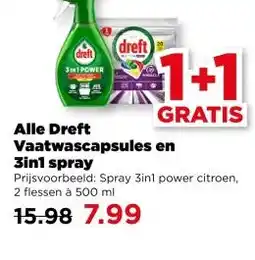 PLUS Alle Dreft Vaatwascapsules en 3in1 spray aanbieding