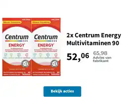 Plein.nl 2x Centrum Energy Multivitaminen 90 aanbieding