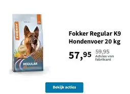 Plein.nl Fokker Regular K9 Hondenvoer 20 kg aanbieding