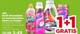 PLUS Alle Dreft Wasmiddel en wasverzachter, Gama en Vanish aanbieding