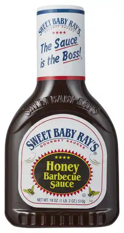 PLUS Sweet Baby Ray Honey Barbecue saus 510 gram aanbieding