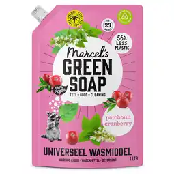 PLUS Marcel's Green Soap Wasmiddel navul Patchouli 23sc aanbieding