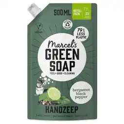PLUS Marcel's Green Soap Handzeep Navulling Bergamot Black P aanbieding