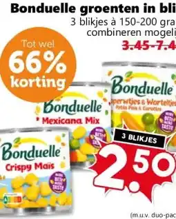 Coop Bonduelle groenten in blik aanbieding