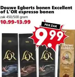 Coop Douwe Egberts bonen Excellent of L'OR espresso bonen aanbieding