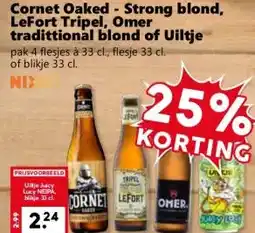 Coop Cornet Oaked - Strong blond, LeFort Tripel, Omer tradittional blond of Uiltje aanbieding