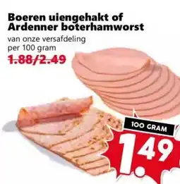 Coop Boeren uiengehakt of Ardenner boterhamworst van onze versafdeling aanbieding