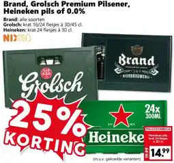 Coop Brand, Grolsch Premium Pilsener, Heineken pils of 0.0% aanbieding