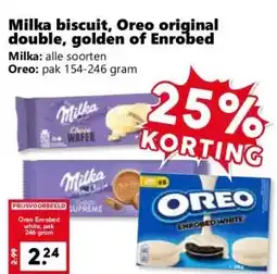 Coop Milka biscuit, Oreo original double, golden of Enrobed aanbieding