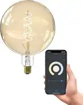 Bol.com Calex Slimme LED Lamp XXL - 20cm - E27 - Smart Lichtbron - Goud - Dimbaar - Warm Wit licht - 5W aanbieding