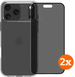 Coolblue BlueBuilt Protective Cover iPhone 17 Pro Max Transparant + Privacy Protector Duo Pack aanbieding