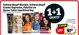 Kruidvat Schwarzkopf Blonde, Schwarzkopf Creme Supreme, Palette en Syoss Color haarkleuring aanbieding