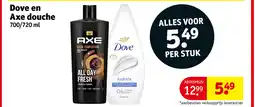 Kruidvat Dove en Axe douche aanbieding