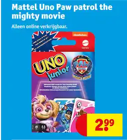 Kruidvat Mattel Uno Paw patrol the mighty movie aanbieding