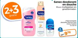 Trekpleister Sanex deodorant en douche aanbieding