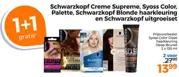 Trekpleister Schwarzkopf Creme Supreme, Syoss Color, Palette, Schwarzkopf Blonde haarkleuring en Schwarzkopf uitgroeiset aanbieding