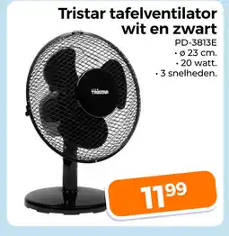 Trekpleister Tristar tafelventilator wit en zwart aanbieding