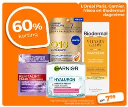 Trekpleister L'Oréal Paris, Garnier, Nivea en Biodermal dagcrème aanbieding