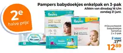 Trekpleister Pampers babydoekjes enkelpak en 3-pak aanbieding