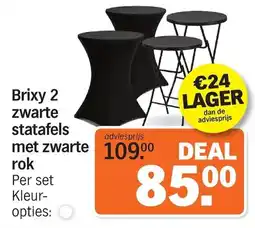 Albert Heijn Brixy 2 zwarte statafels met zwarte rok aanbieding