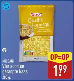 ALDI Milsani Vier Soorten geraspte kaas aanbieding