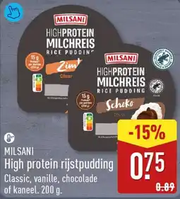 ALDI Milsani High Protein Rijstpudding aanbieding