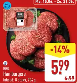ALDI BBQ Hamburgers aanbieding
