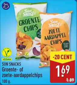 ALDI Sun Snacks Groente of Zoete Aardappelchips aanbieding