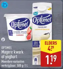 ALDI Optimel Magere Kwark of Yoghurt aanbieding