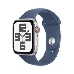 Bol.com Apple Watch SE 2024 GPS + Cellular 44mm Silver Aluminium Case with Denim Sport Band - M/L aanbieding