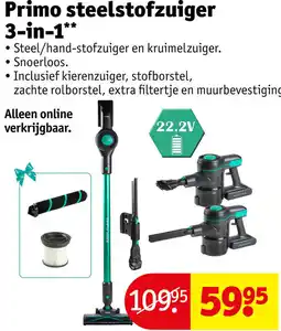 Kruidvat Primo steelstofzuiger 3-in-1 aanbieding
