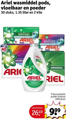 Kruidvat Ariel wasmiddel pods, vloeibaar en poeder aanbieding