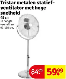 Kruidvat Tristar metalen statiefventilator met hoge snelheid aanbieding
